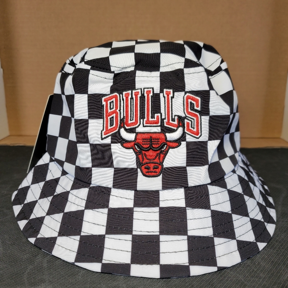 NBA Ultra Game Chicago Bulls Checkerboard Black & White Bucket Hat UNK